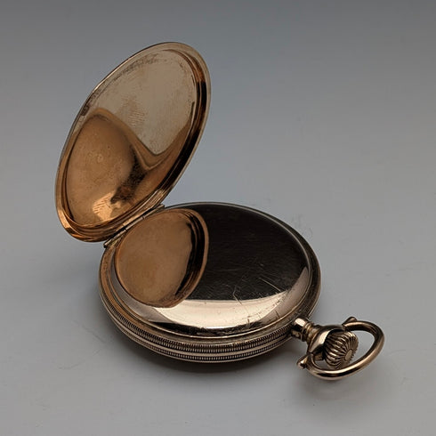 1913年 米国アンティーク エルジン 懐中時計 金張りハンターケース 動作良好